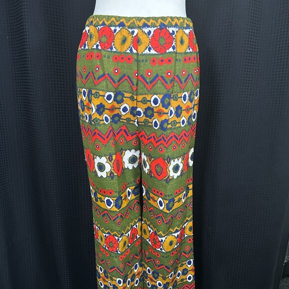 Women's Mod Ethnic Psychedelic Handmade Vintage 70s Barkcloth ? Pant Vest Set - Picture 9 of 9